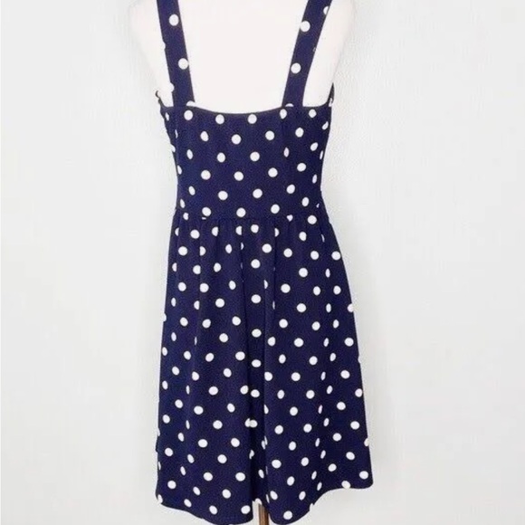 NWT!!! Kaileigh Navy and White Polka Dot Sleeveless Dress, Size M - Picture 3 of 9